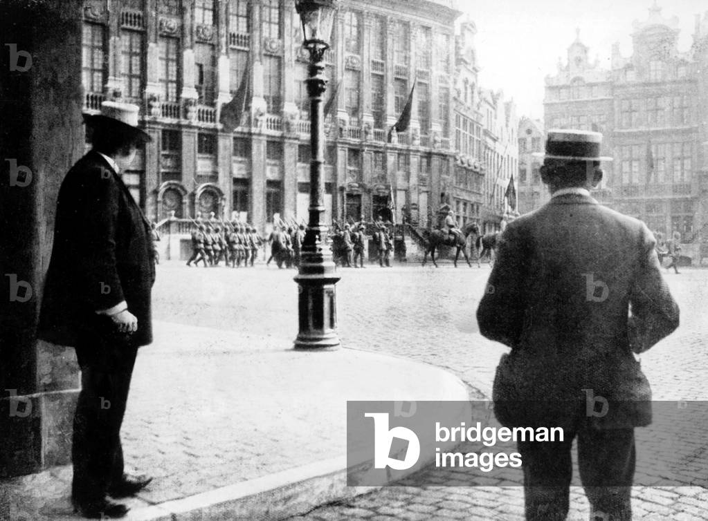 Invasion of Belgium : entry of german army in Brussels august 20, 1914