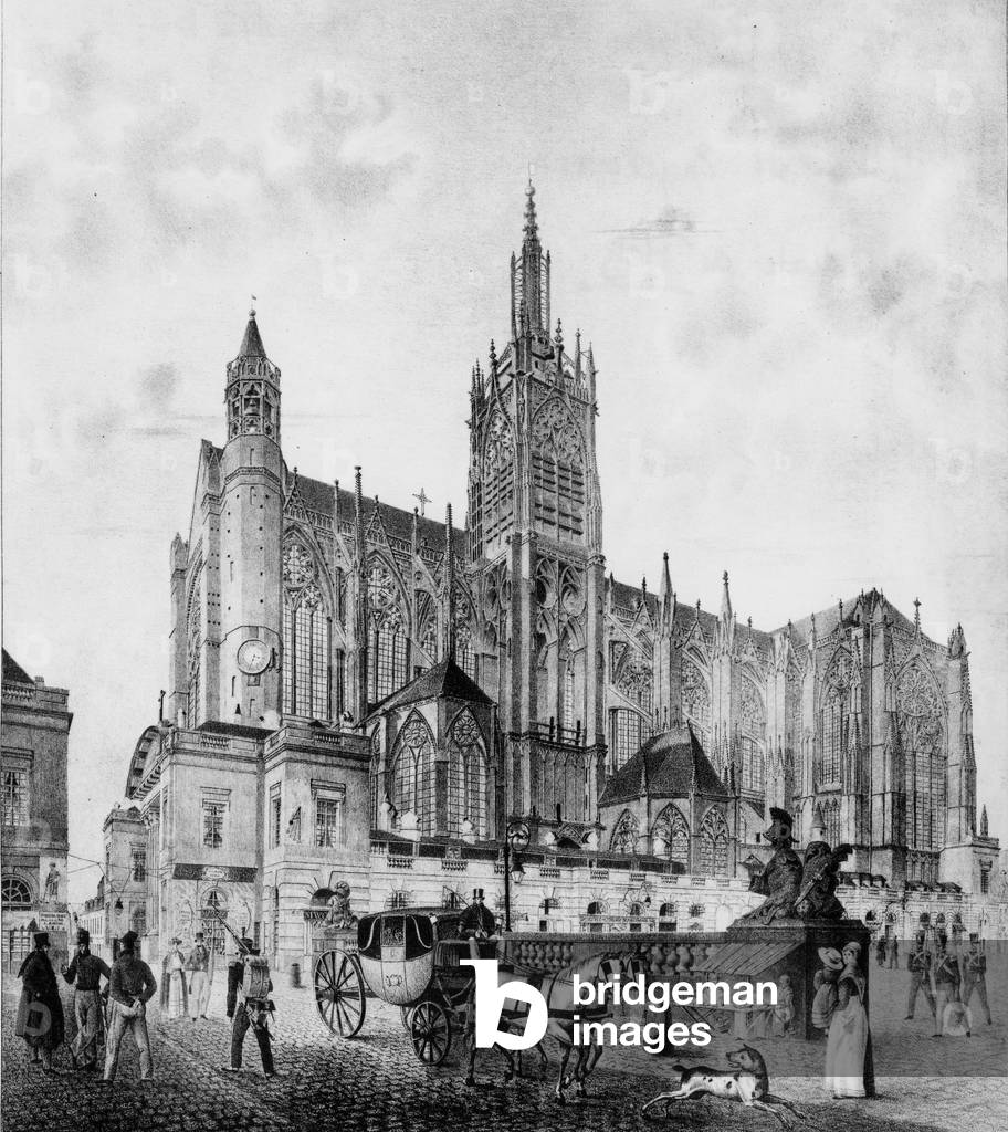 the cathedral of Metz, in East of France, c.1810-1830, Lithography by Engelmann