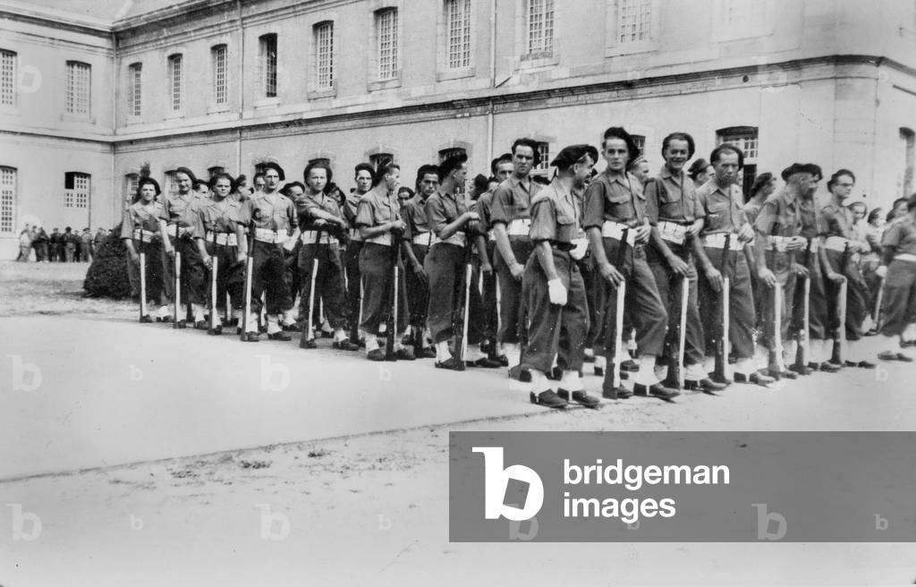 A company from Cluny's commando parades the 11th August 1945 in Saone-et-Loire