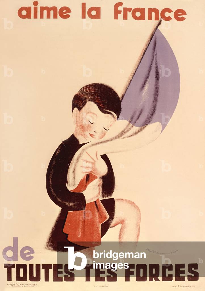 French propaganda poster of the Vichy government about patriotism, ww2