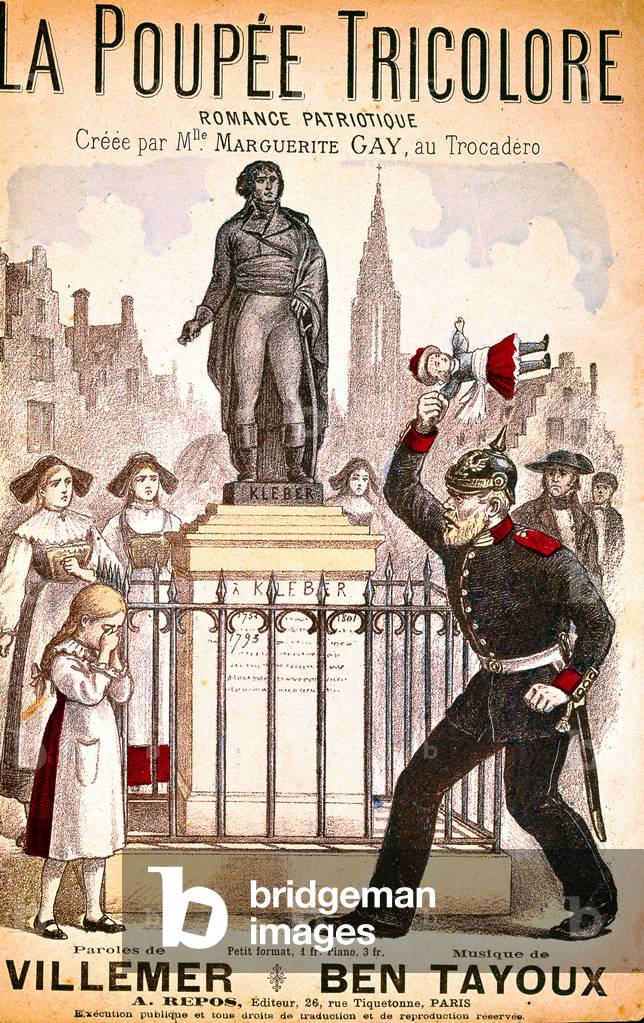 Cover for score of The tricolour doll, musical moment about Alsace-Lorraine who became a german area, c. 1870