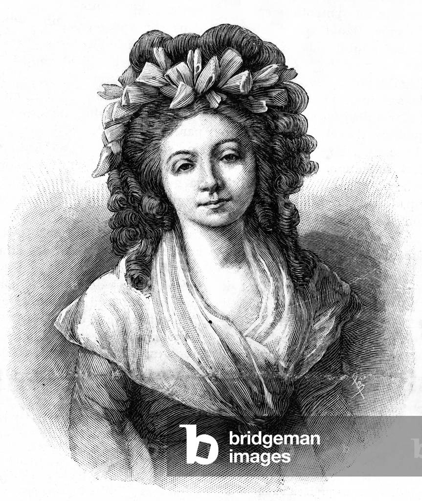 Marchioness of Lage de Volude (1764-1842) French woman of letters, engraving