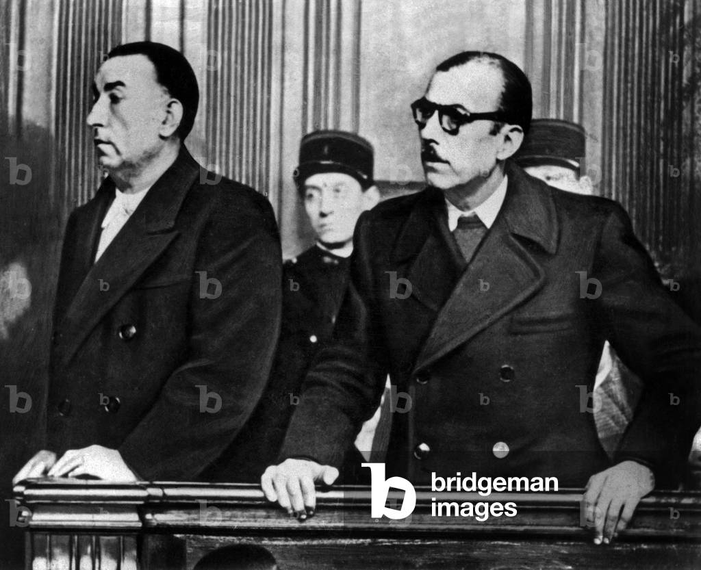 Bonny and Laffont, gangsters and collaborators, on trial, 1944 (b/w photo)