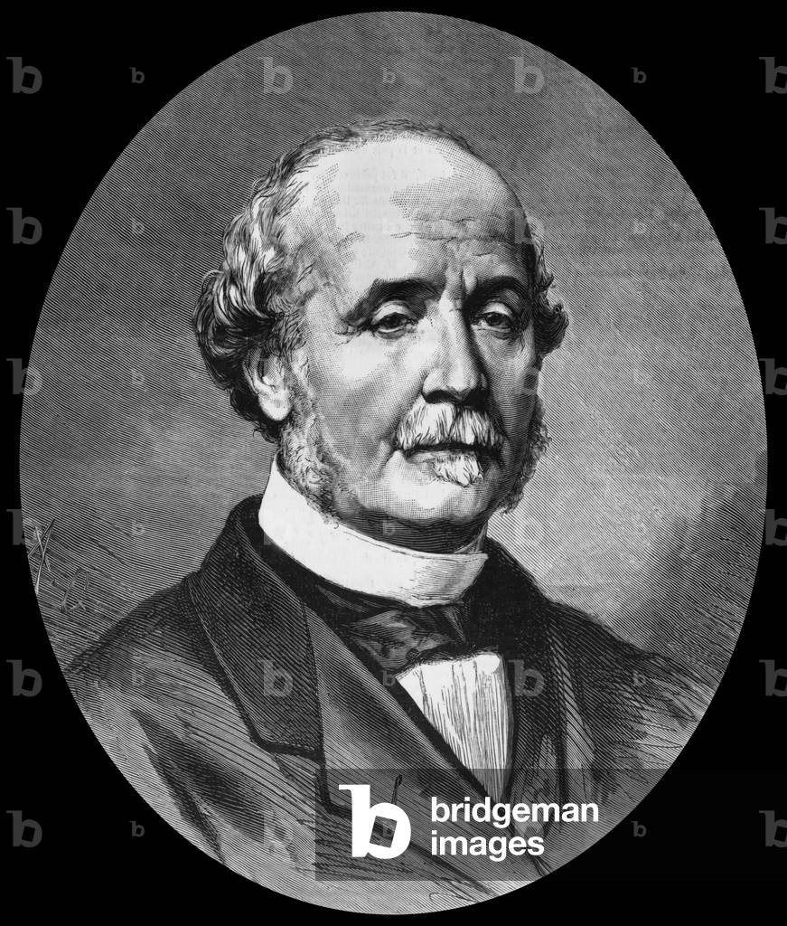 Albert 4th duke of Broglie (1821-1901) representativ, here during a crisis May 16, 1877, engraving