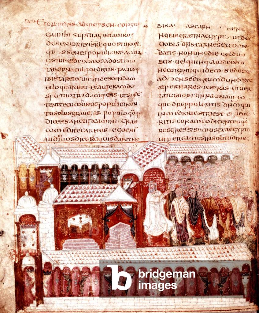 Illumination extracting from the manuscript Pentateuch of Ahsburnham also called the Ahsburnham of Tours, dating late 6th century, one of the most famous illuminated manuscripts