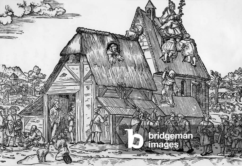 Allegory of the good and bad sheperd, 16th century, engraving