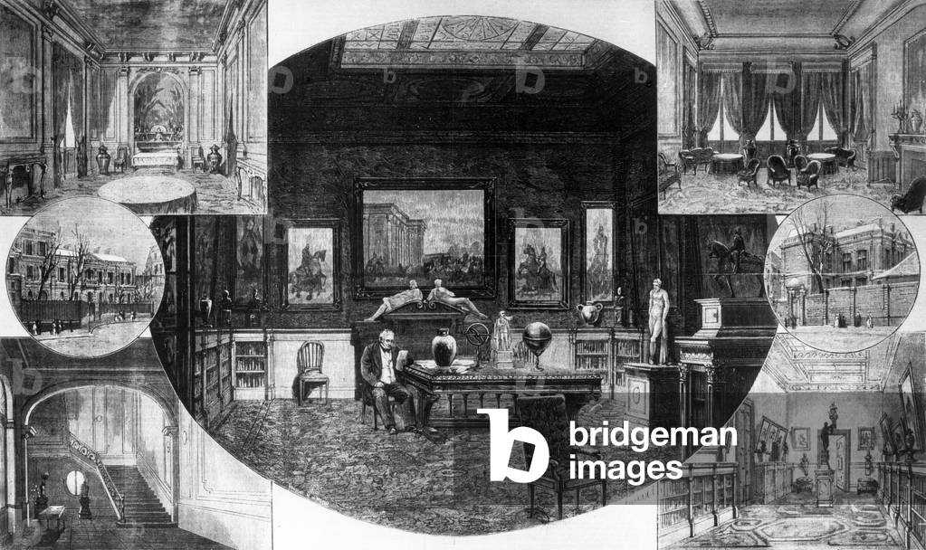 View of town house of Adolphe Thiers (1797-1877), French politician, in Paris, engraving