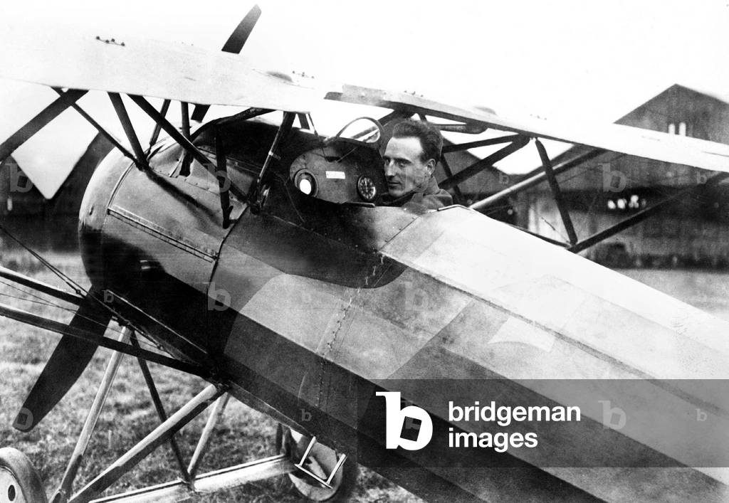 French pilot Jean Navarre (1895-1919) in Morane-Saulnier fighter plane during the great war
