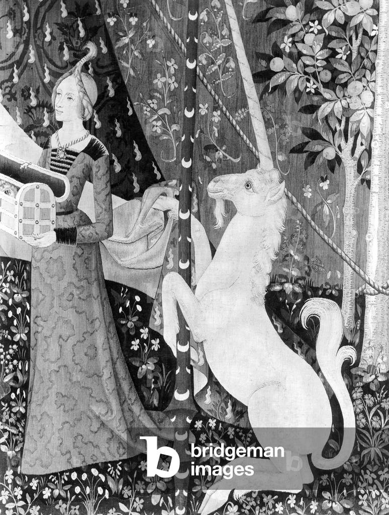 detail from one of the six middle age tapestry 