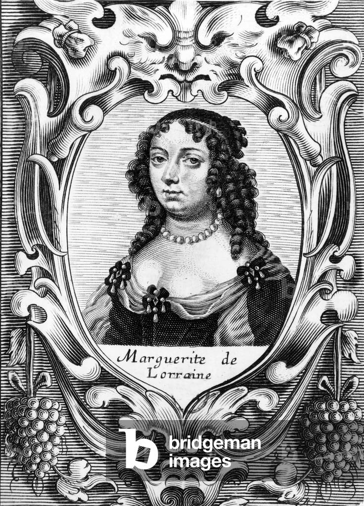 Marguerite de Vaudemont (1615-1672) aka Marguerite de Lorraine, 2nd wife of Gaston d'Orleans, engraving