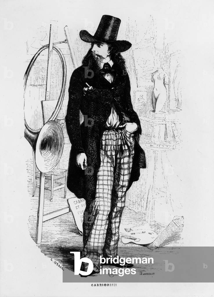 Cabrion, character of book Les mysteres de Paris by Eugene Sue (1842-1843), engraving by Lavoignat after Staal