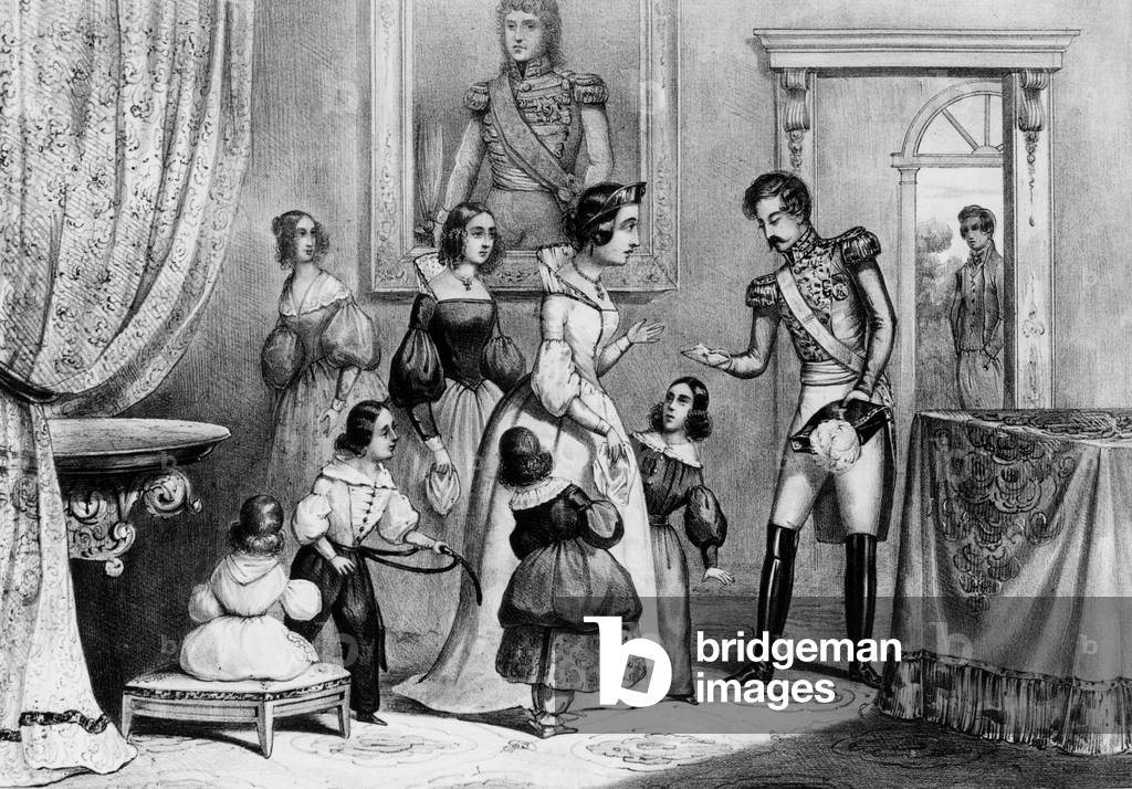 Former queen of Naples Caroline Murat learning the death of her husband Joachim Murat october 13, 1815, engraving