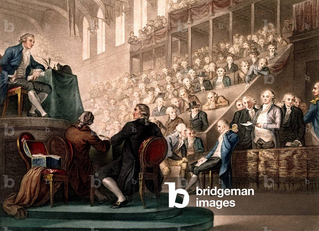 Speech of French king Louis XVI for his defence at the National Convention december 26, 1792 at the time of French Revolution, engraving