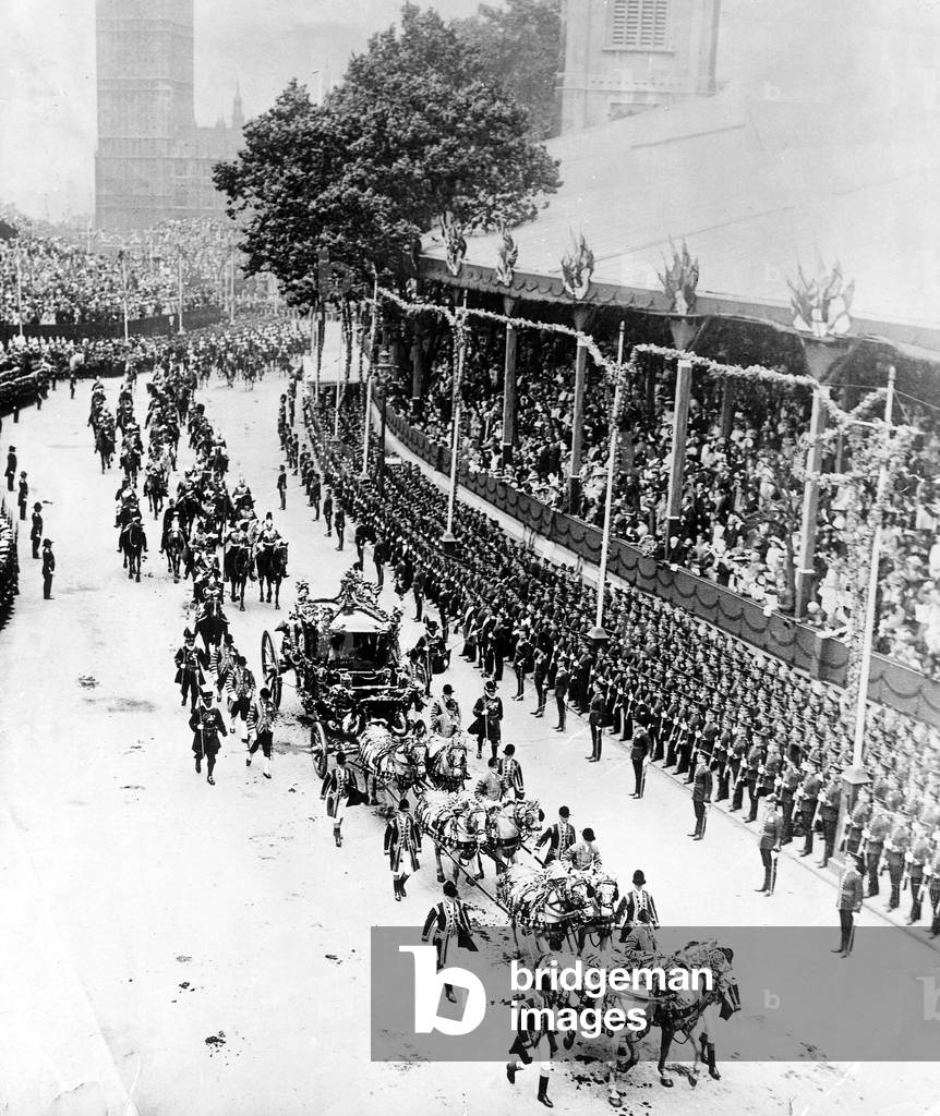 Arrival at Westminster Abbey in London for coronation of king George V of England and queen Mary of Teck june 22, 1911