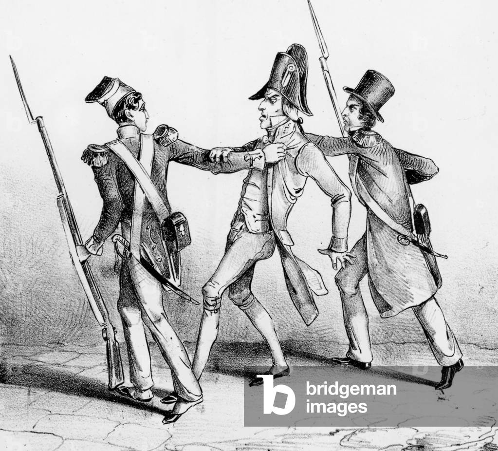 Duke Jules Auguste Armand Marie de Polignac (1780-1847) who wrote the Rulings that led to the revolution and July Monarchy was arrested and put in jail in 1830, engraving