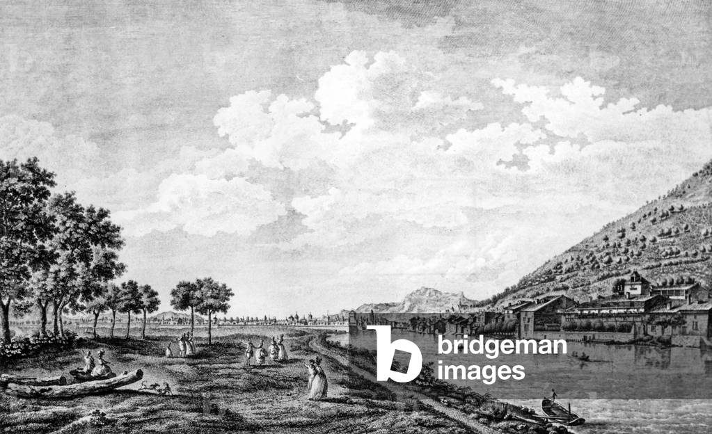 View of Grenoble on Isere, France, c. 1760, engraving by Auvrai after Ballin
