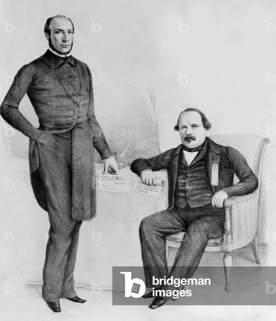 Victor Schoelcher (1804-1893) and Francois Auguste Perrinon (1812-1861) (engraving)