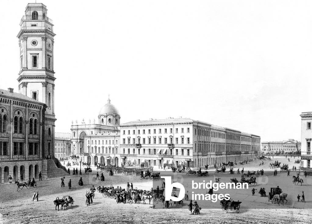 Saint Catherine catholic church in Saint Petersburg 19th century, engraving