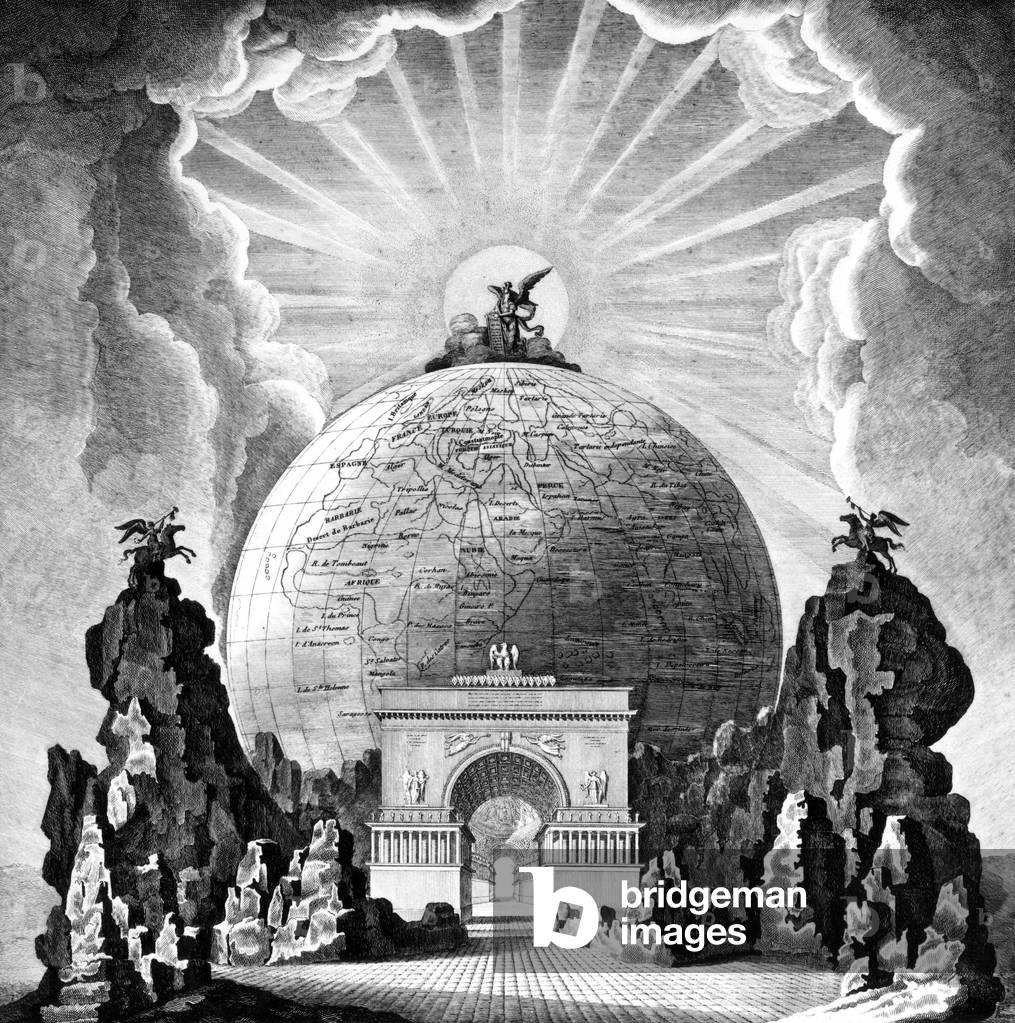 Allegory for glory of French emperor Napoleon 1st, engraving, 1800
