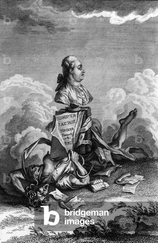 Report to French king LouisXVI of popular finances director Jacques Necker in 1781, engraving