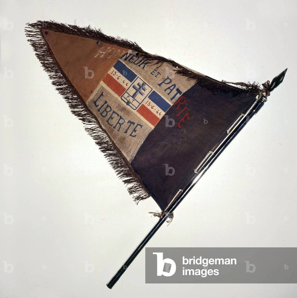 Vercors flag (place of resistance in France) with the date june 13-15, 1944 which refers to fights in Saint Nizier where died 21 resistants, 9 civilians and 13 germans