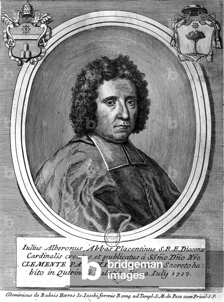 Giulio Alberoni (1664-1752) italian cardinal and spanish stateman, engraving