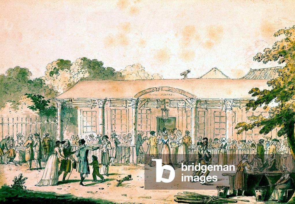 The Cafe Goddet, Boulevard du Temple in Paris, where we can eat ice cream, at the Time of the Consulat (1799-1804), drawing by Joseph Swebach-Desfontaines