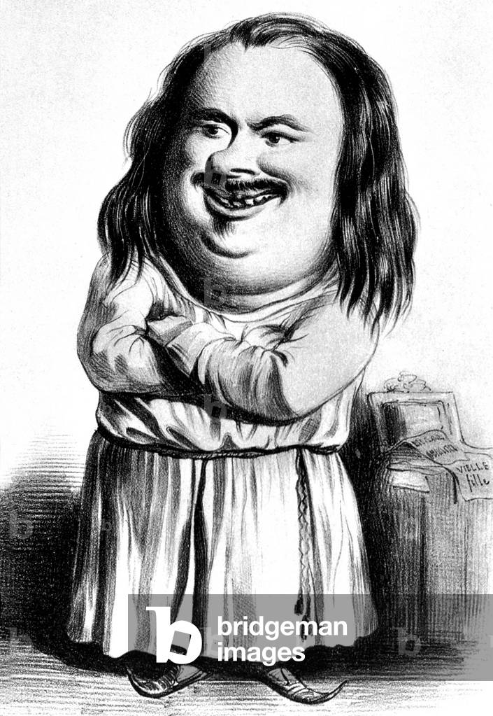 Honore de Balzac (1799-1850) French novelist cartoon by Roubard, 1838