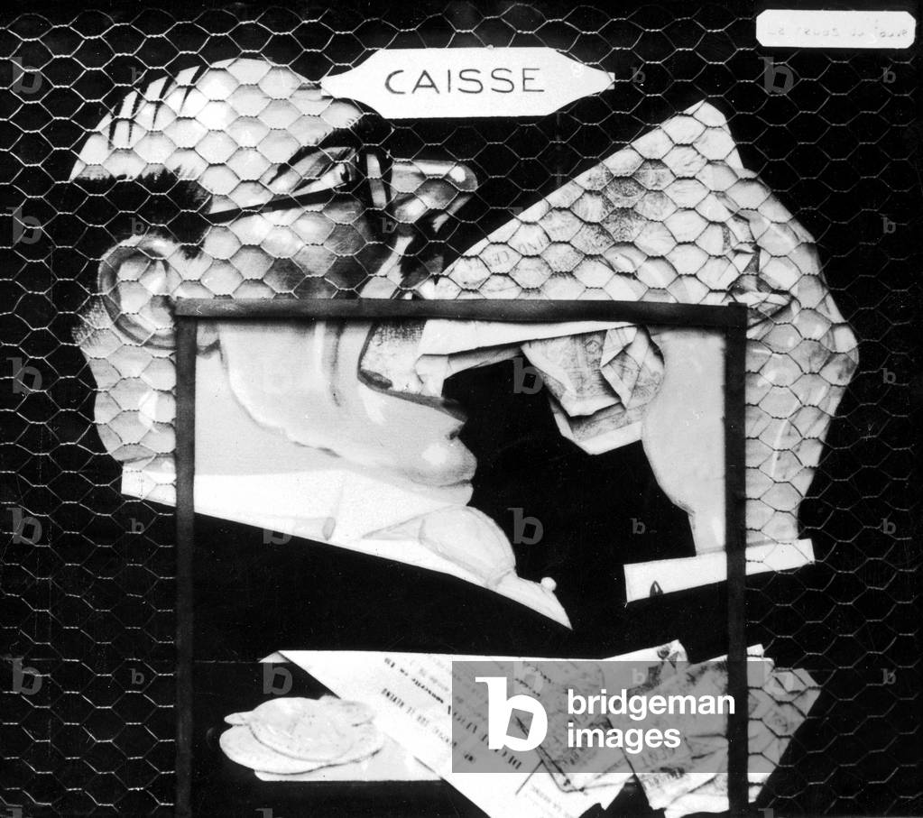 wild animal meal : collage made by Ranson about political and financial affair in France in 1934 : Stavisky affair