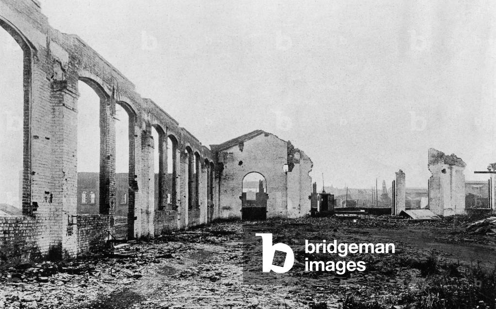 Destruction of a factory by Germans in Lesquin lez Lille (Nord, France), 1918
