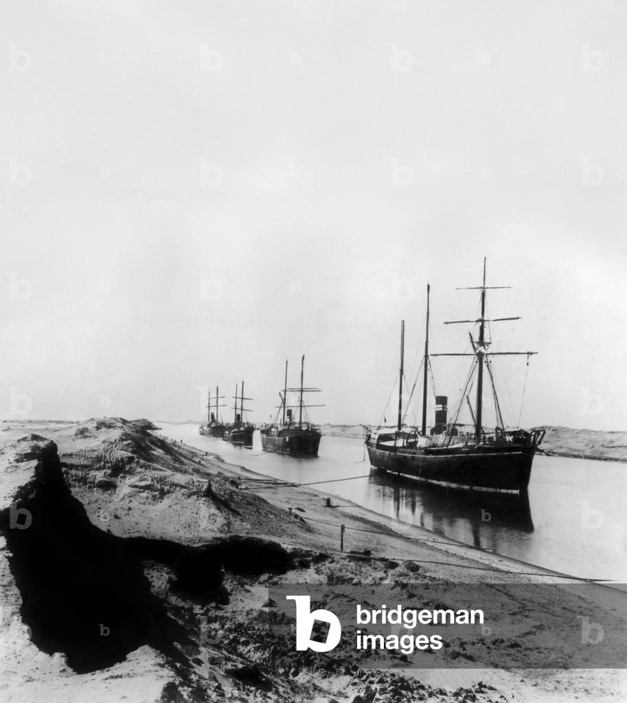 Boats in Suez canal c. 1870