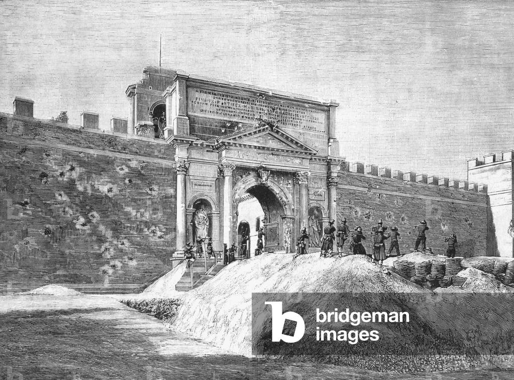Italian troops of king Victor-Emmanuel II in front of Porta Pia in Rome 1870 Risorgimento