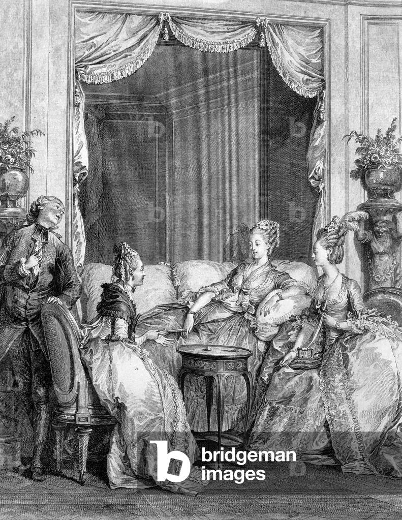 don't be afraid my dear friend , engraving in 1776 after Moreau the Young 18th century in France