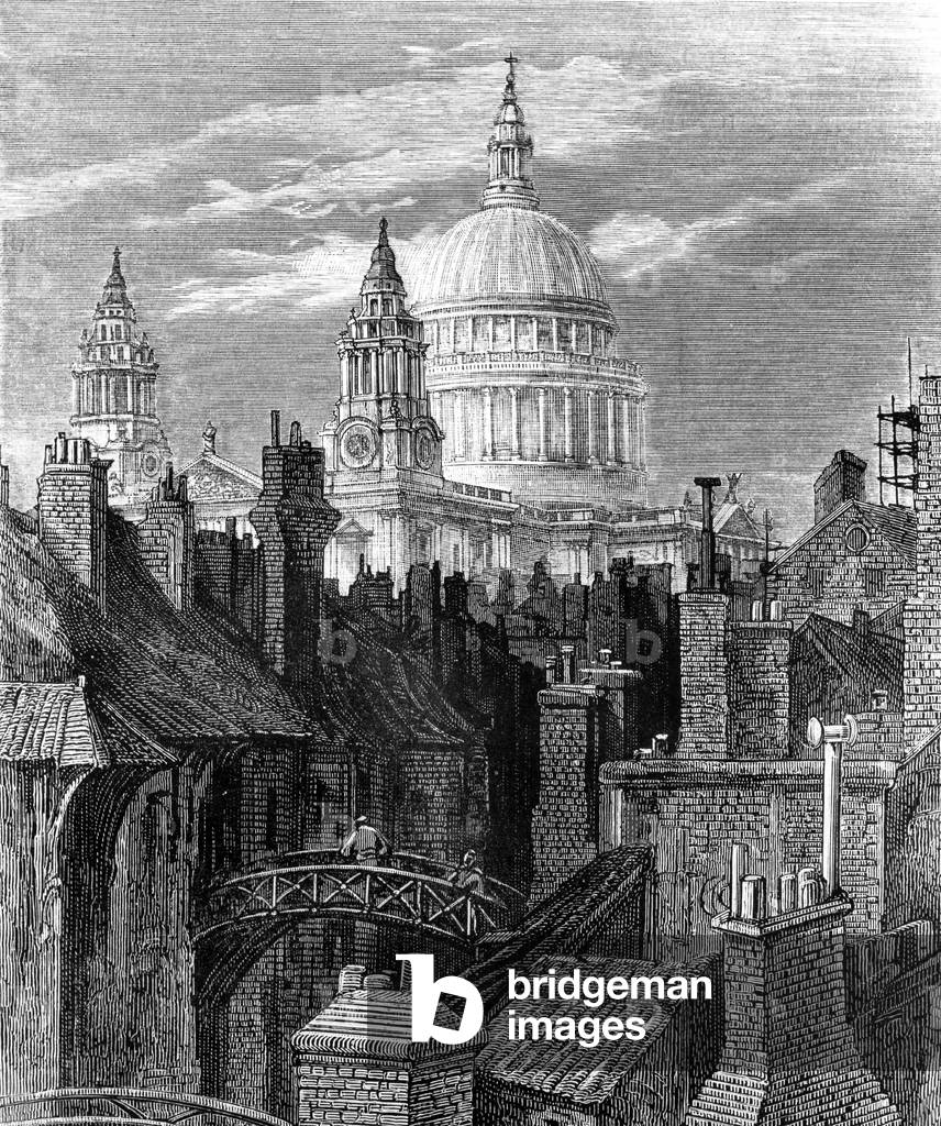 Saint Paul 's cathedral in London, engraving, 19th century