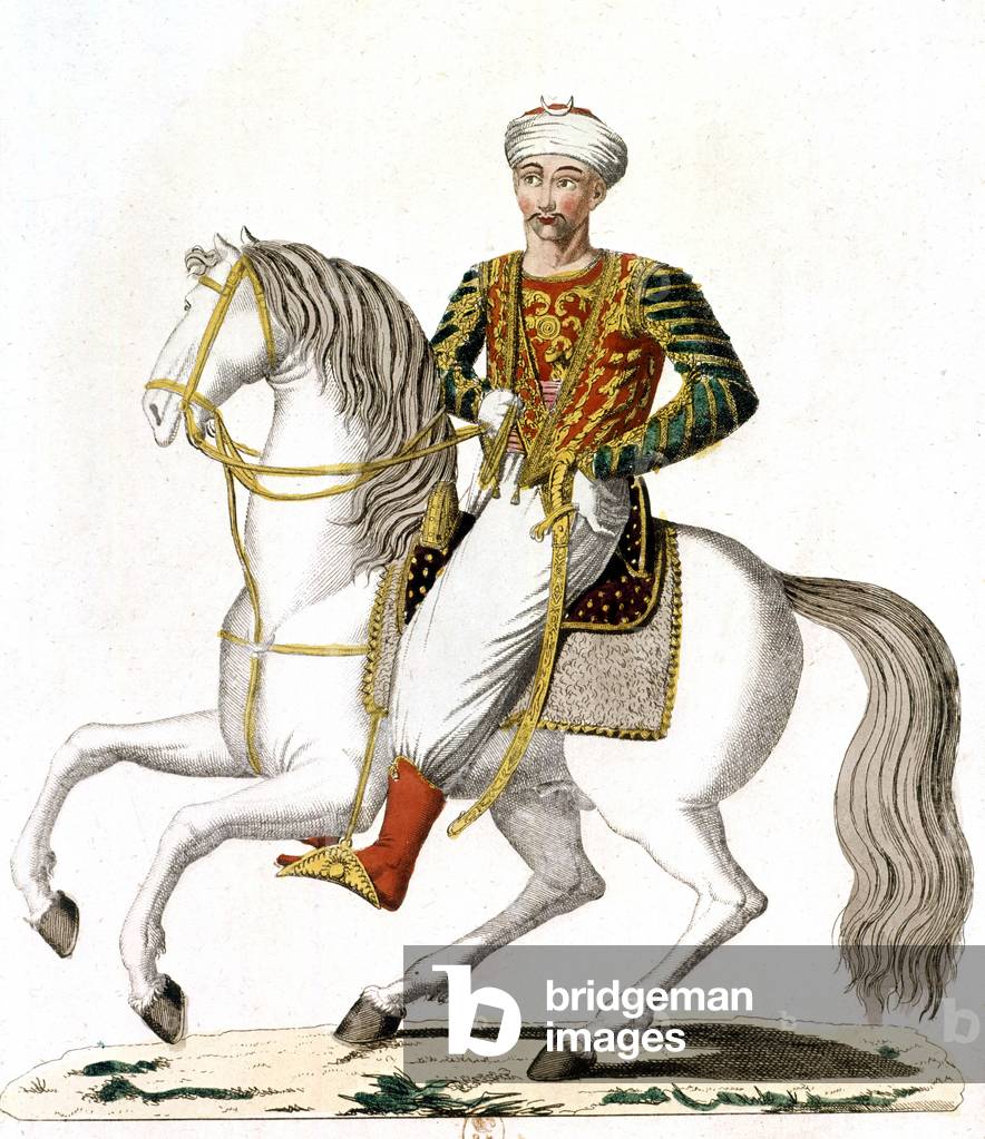 Costum of the Mameluke Roustam Raza (1782-1845) bodyguard of Napoleon from 1799 (egyptian campaign), engraving