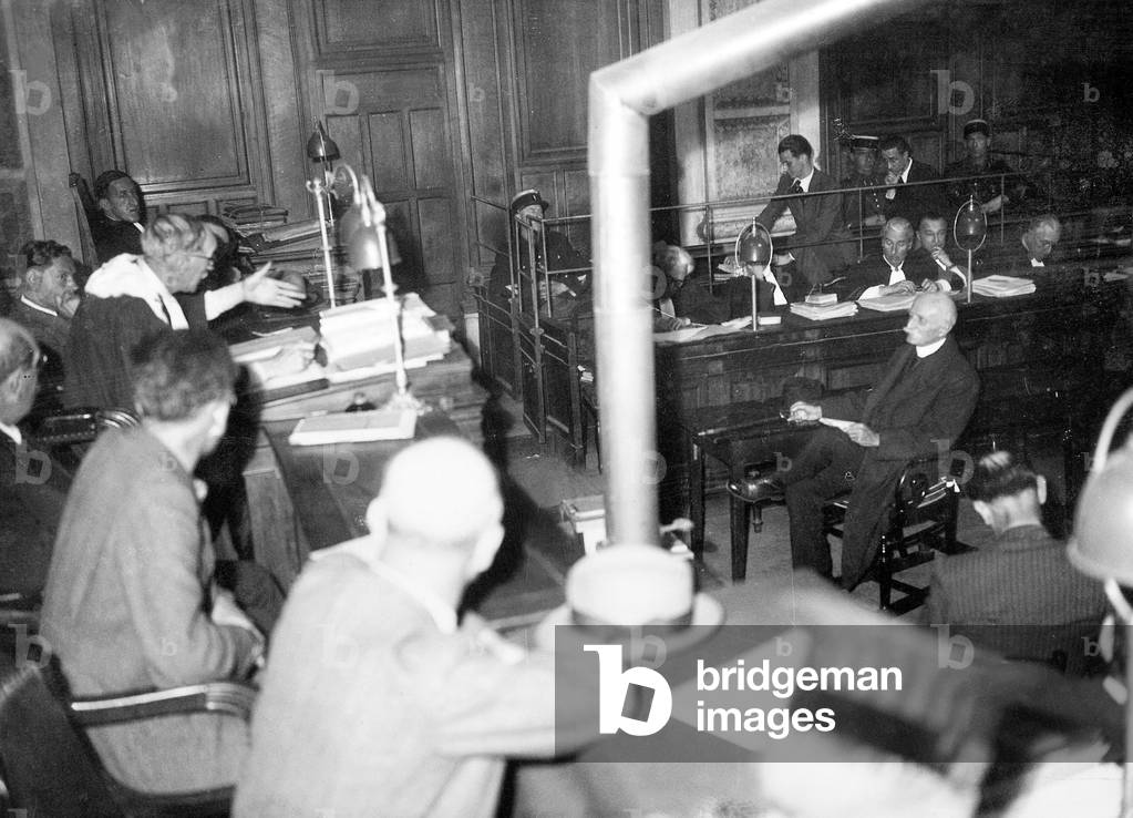 trial of Marius Berliet in Lyon (France) june 1945 : charged with economic collaboration with the ennemy, he was given a 2-years prison sentence and was deprived of his property, he died in 1949
