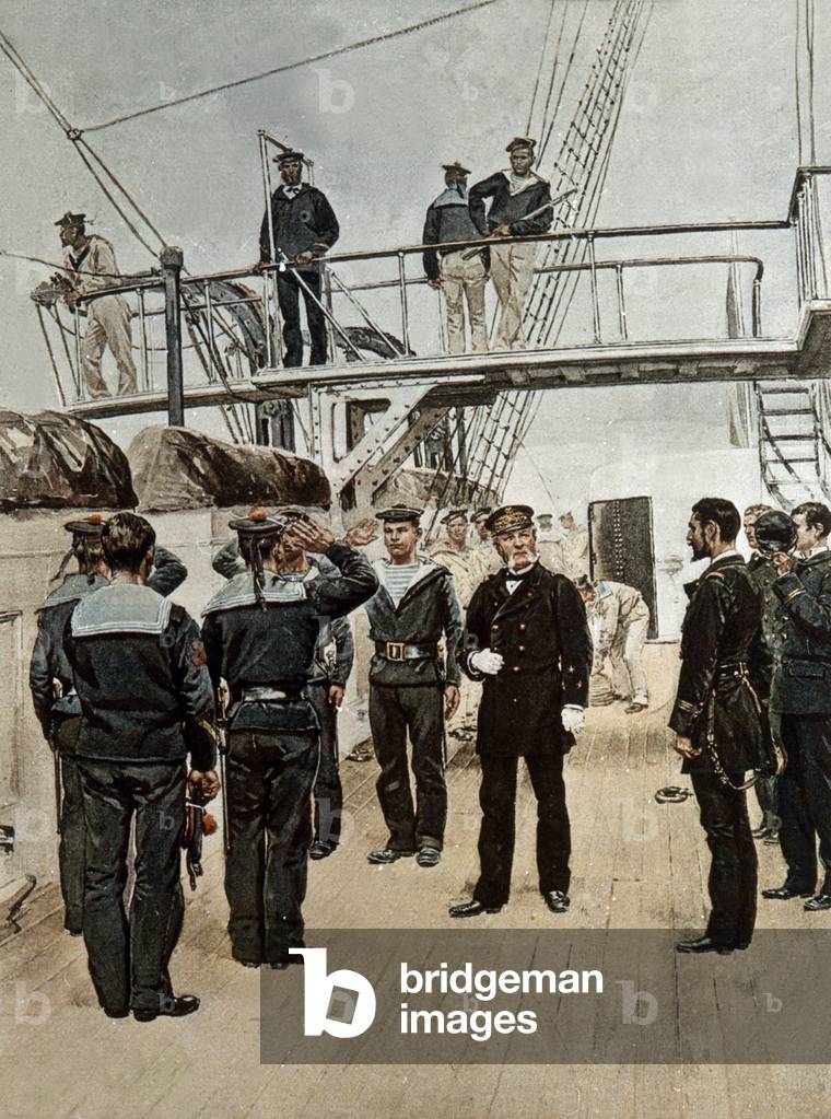 Uniforms of French navy, 1885, engraving