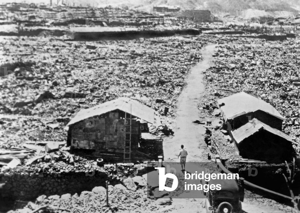 Centre of Nagasaki (Japan) after the atomic bomb in august 9, 1945