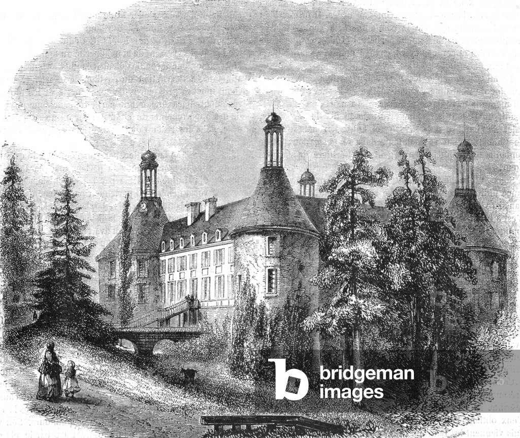Saint-Fargeau castle in France (15-17th century) engraving
