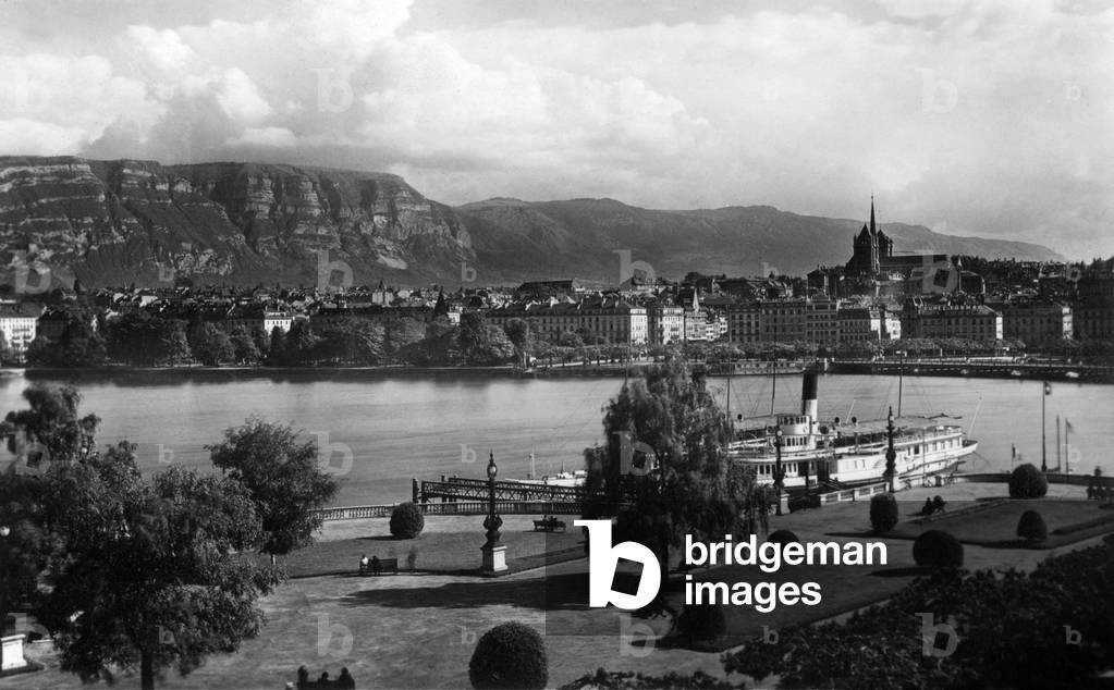 View of geneva (Switzerland), postcard, 50's
