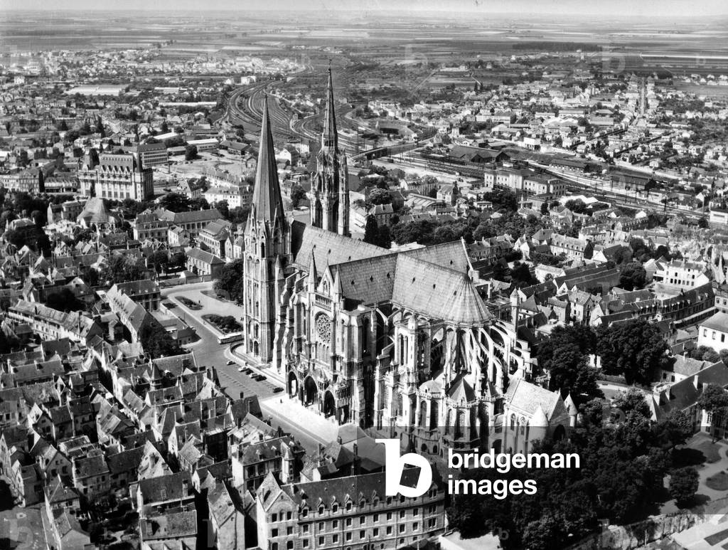 cathedral of Chartres (12-13th century) in France c. 1958