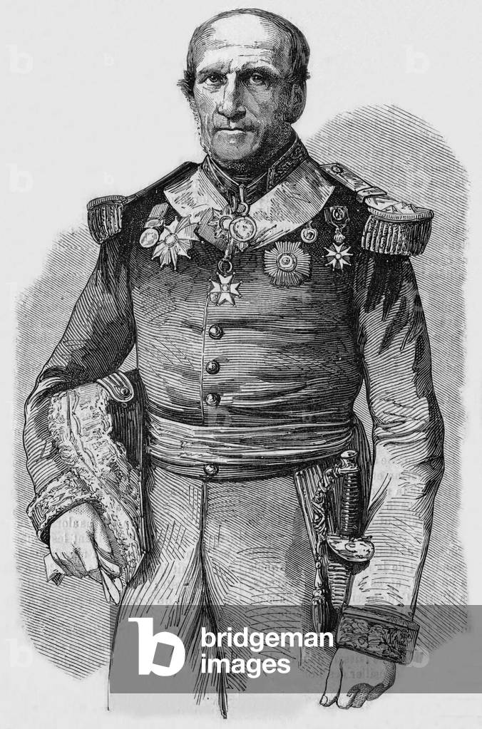 French admiral Leopold Victor Charner (1797-1869) he took part in Algiers expedition, Crimean war and colonization of Cochin China, engraving