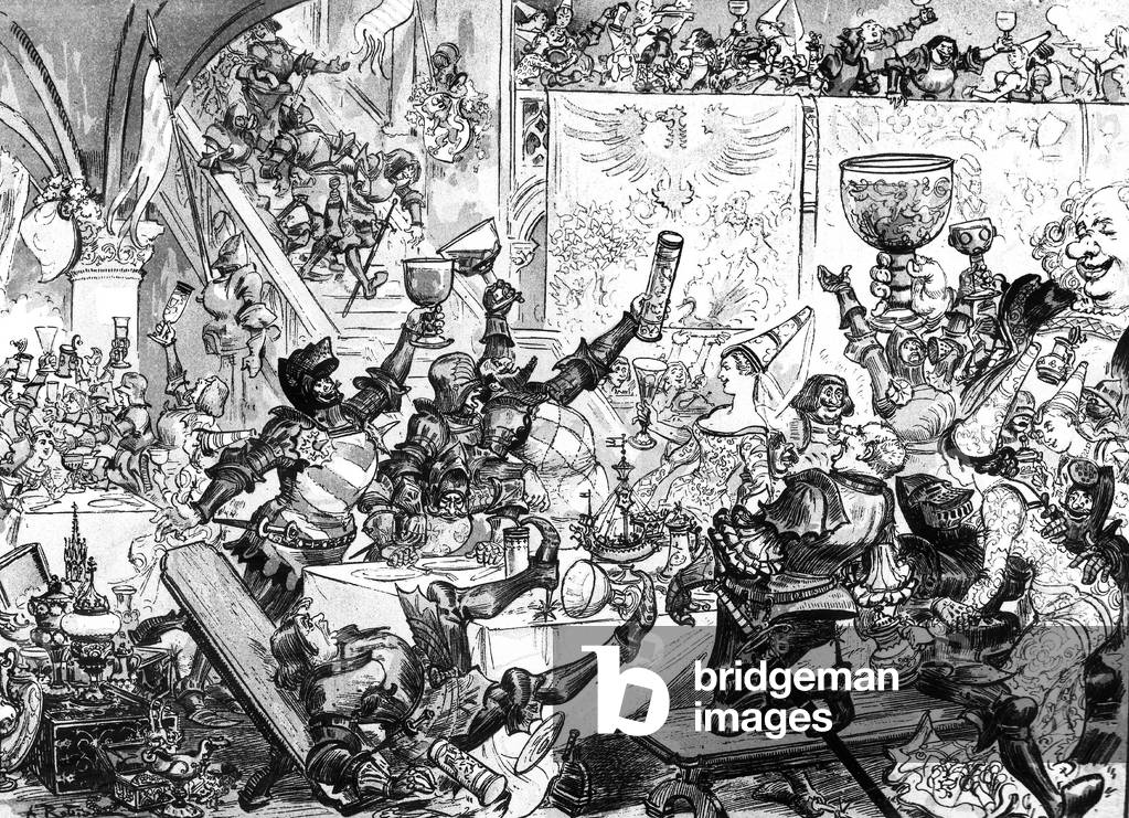 the feast , illustration for Gargantua by Francois Rabelais (1534)