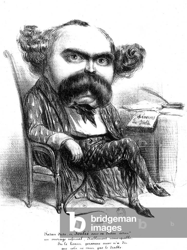 Cartoon of French author Frederic Soulie at the time of his book 