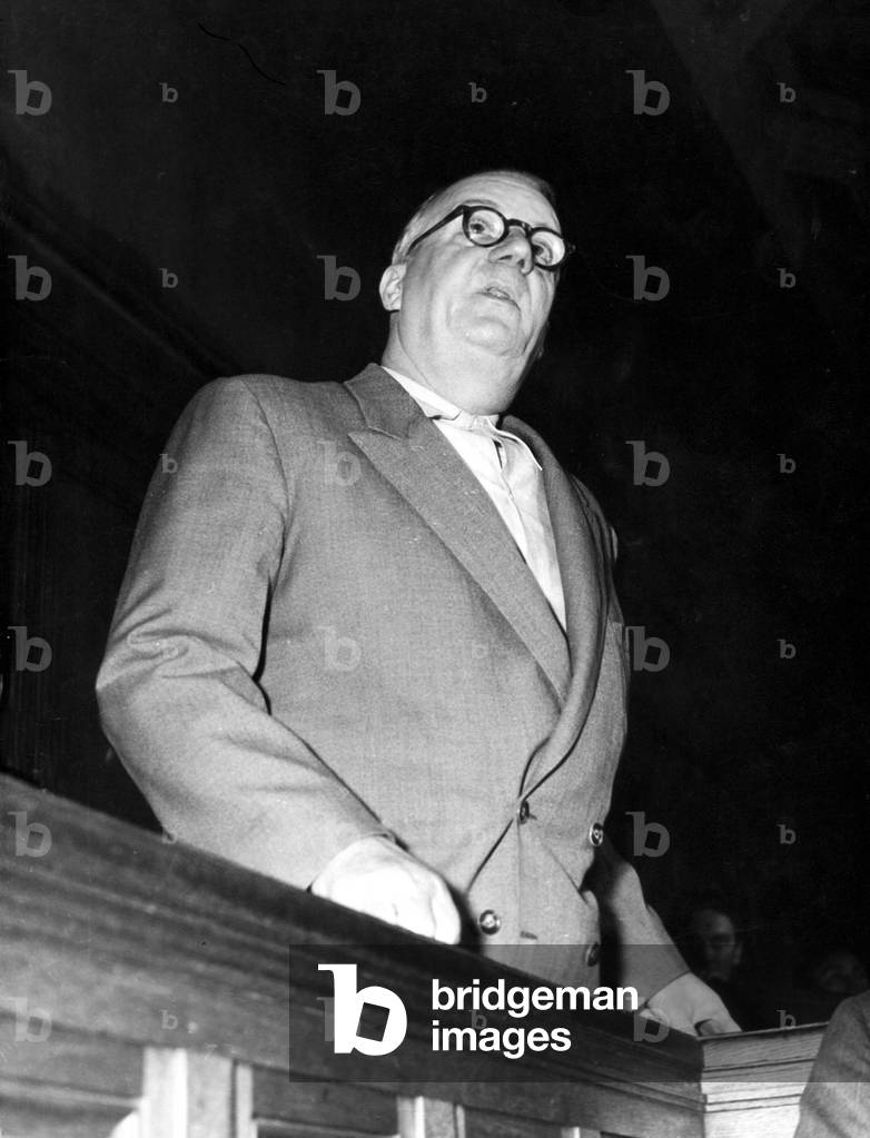 Uranium cylinders affair : one of the 3 swindlers crooks Louis Gagliardini during trial june 5, 1953