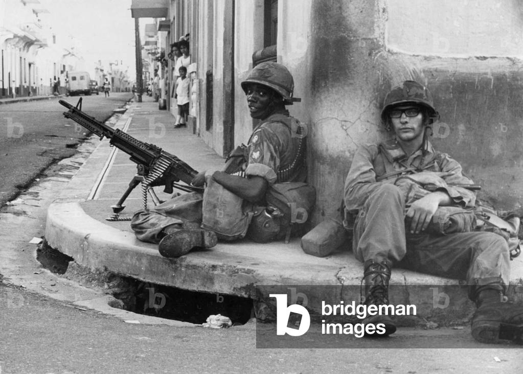 The Organization of American States (OAS) arranged a cease-fire and established an inter-American military force for peacekeeping duties after Junta revolution (april 1965) here october 1965