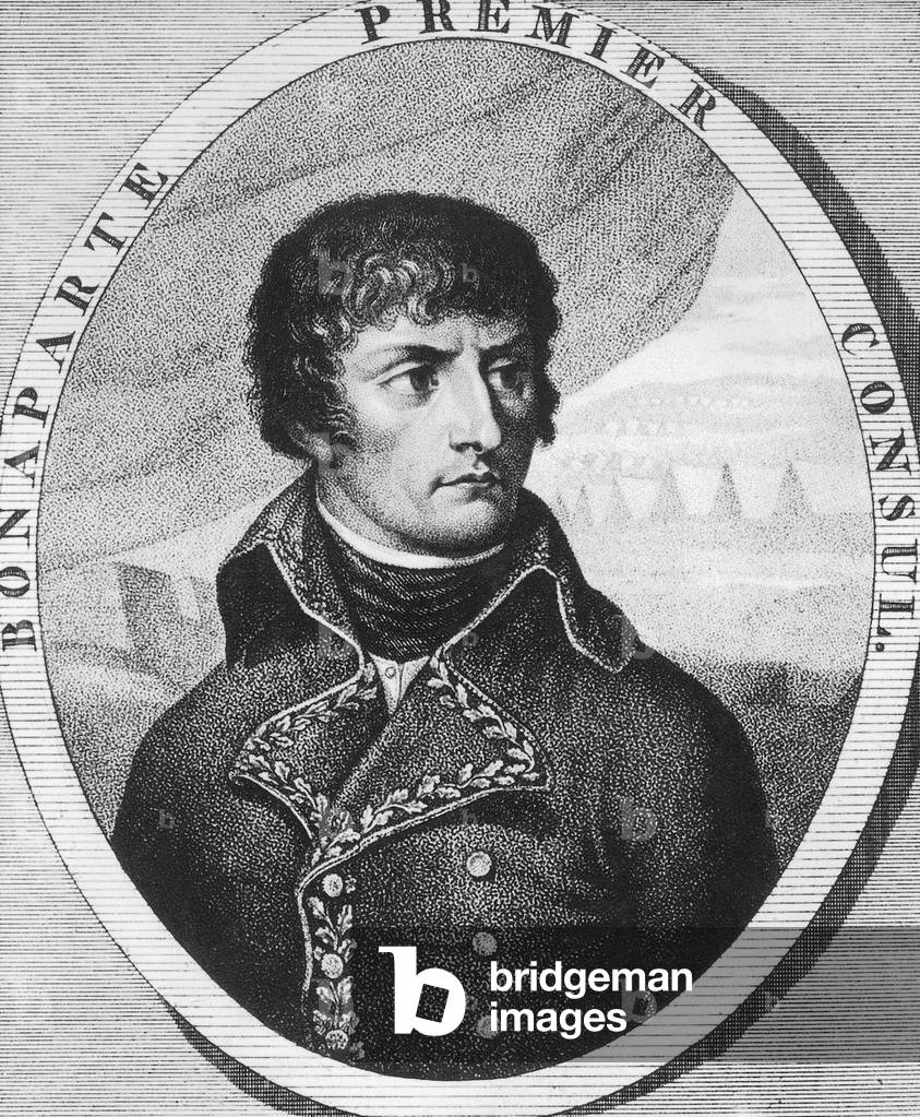 Napoleon Bonaparte (1765-1821) prime consul (1799-1804) in 1799, engraving