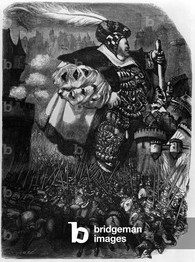 Gargantua, engraving by Gustave Dore (1873) for book by Francois Rabelais 