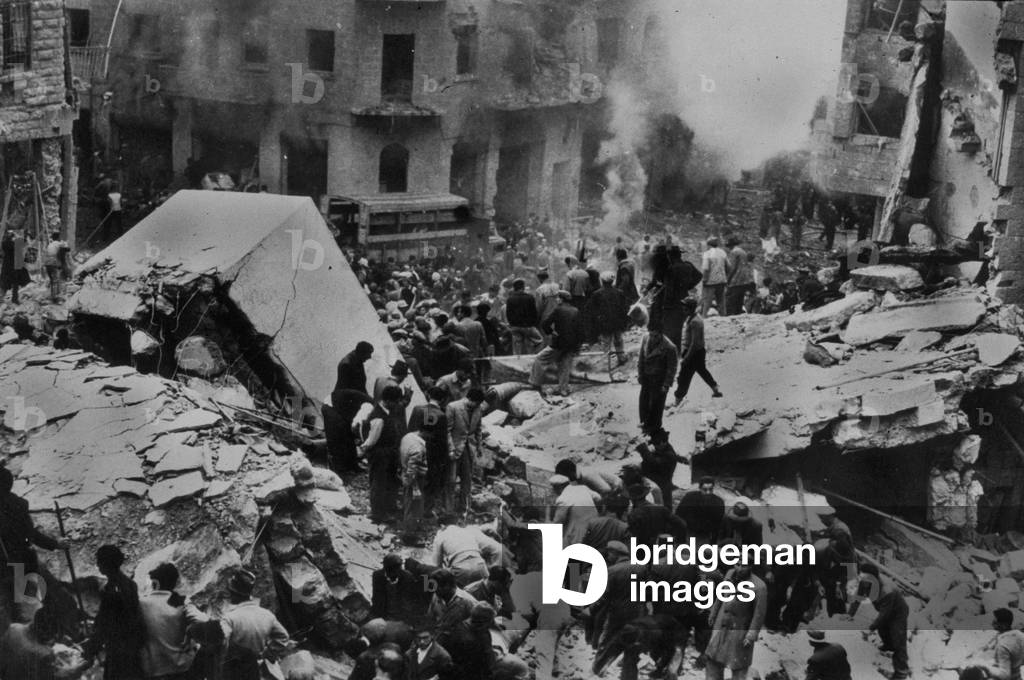 Bomb attack in Jerusalem during israeli-arab war on february 21, 1948