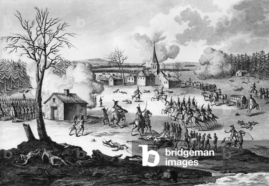 Hohenlinden battle (Bavaria) commanded by general Jean Victor Moreau on december 3, 1800 against austrians, engraving, 19th century